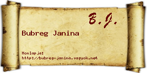 Bubreg Janina névjegykártya